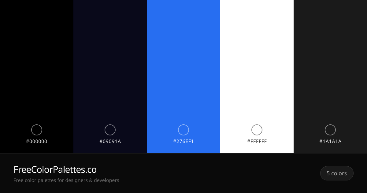 Black · Eerie Black · Royal Blue · White Color Palette | FreeColorPalettes