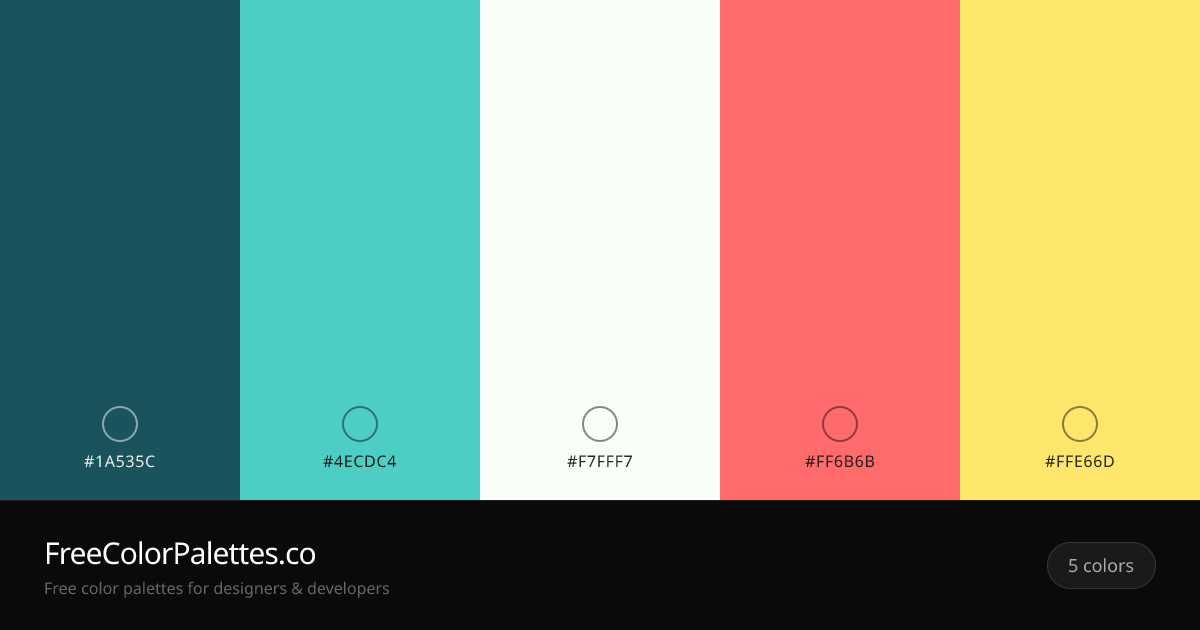 Dark Slate Gray · Medium Turquoise · Mint Cream · Salmon Color Palette ...