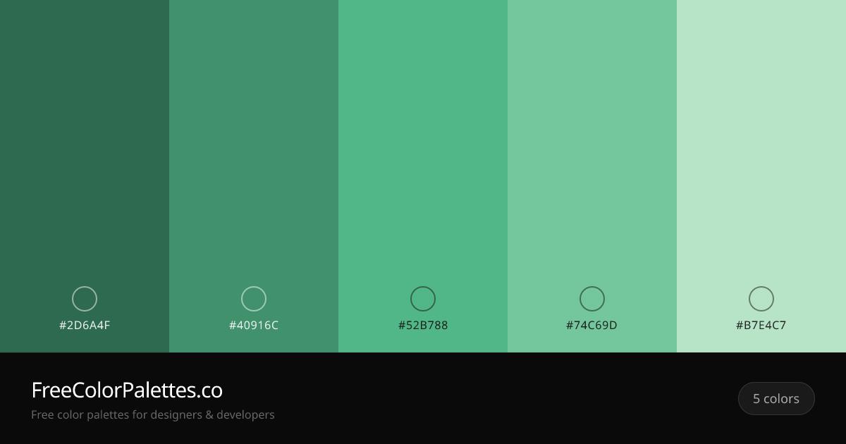 Hunter Green · Sea Green · Emerald · Medium Aquamarine Color Palette ...