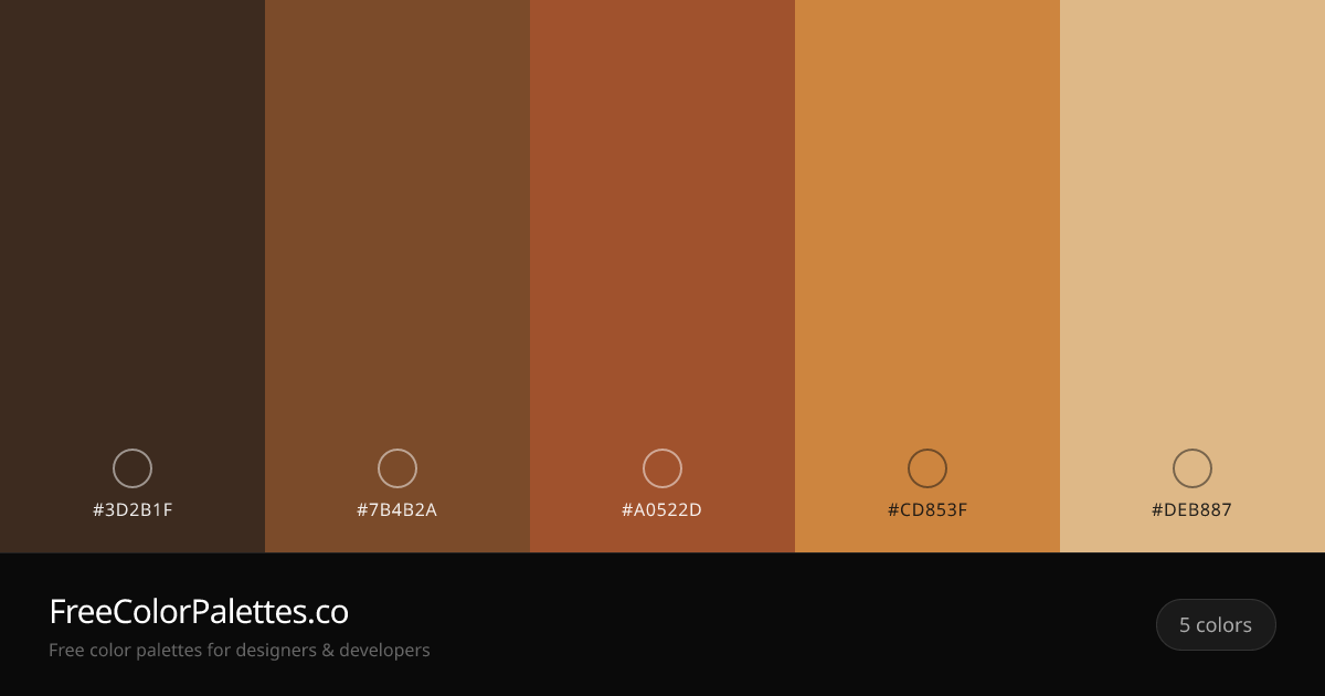 Jet · Walnut · Sienna · Peru Color Palette | FreeColorPalettes