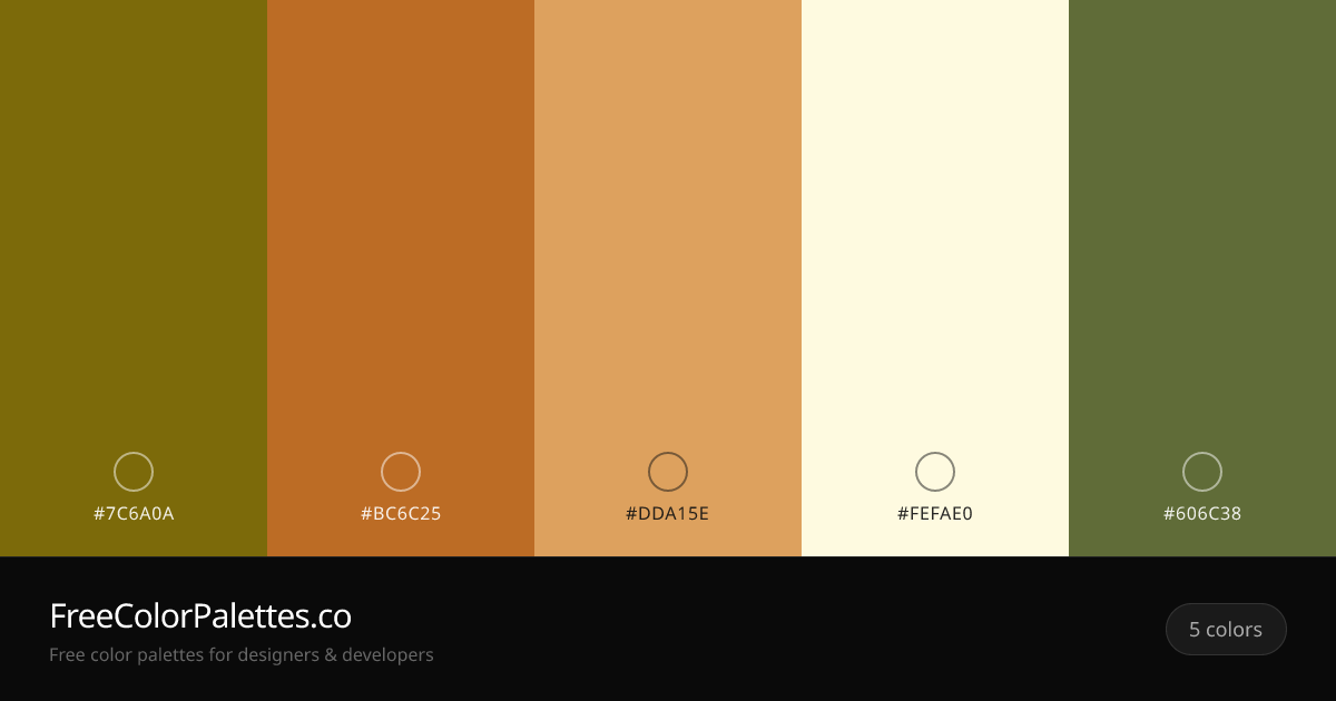Olive · Copper · Sandy Brown · Cornsilk Color Palette | FreeColorPalettes