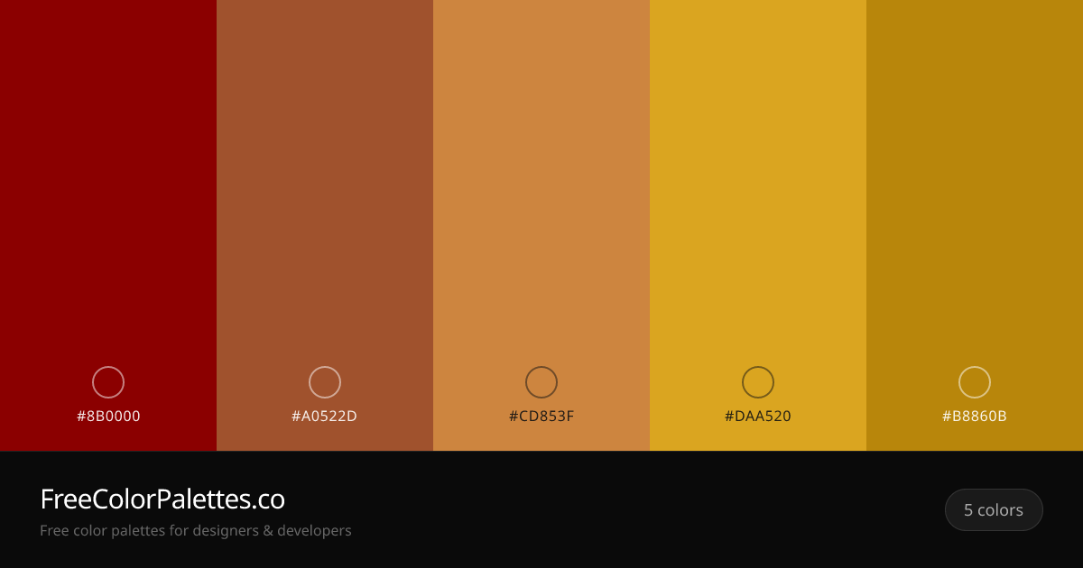 Dark Red · Sienna · Peru · Goldenrod Color Palette | FreeColorPalettes