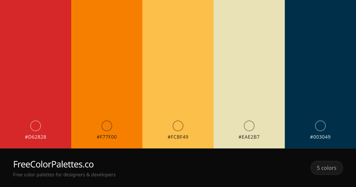 Crimson · Tangerine · Mustard · Wheat Color Palette | FreeColorPalettes
