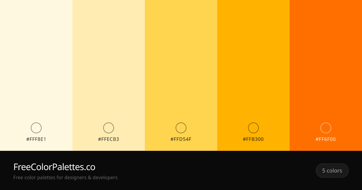 Cornsilk · Moccasin · Mustard · Amber Color Palette | FreeColorPalettes