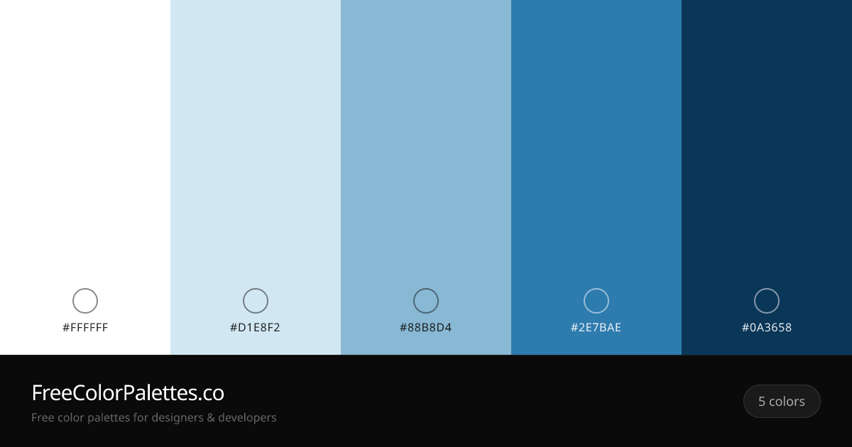 White · Lavender · Sky Blue · Steel Blue Color Palette | FreeColorPalettes