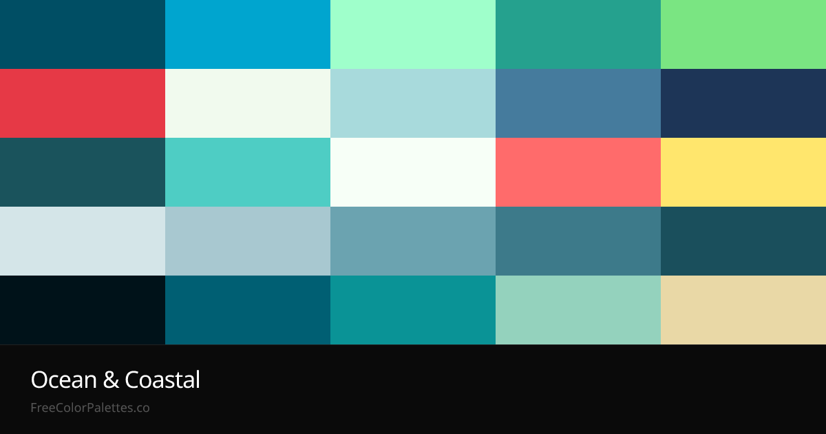 Ocean & Coastal Color Palettes — Deep Blues & Teals | FreeColorPalettes
