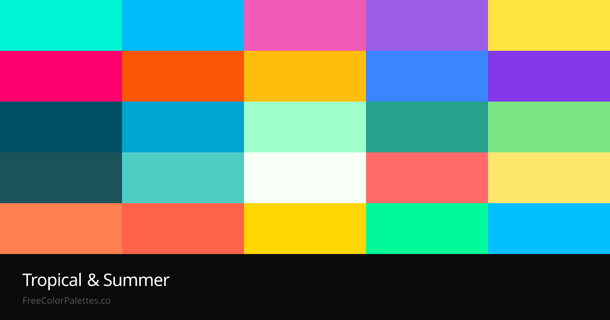 Tropical & Summer Color Palettes — Vibrant & Fresh | FreeColorPalettes