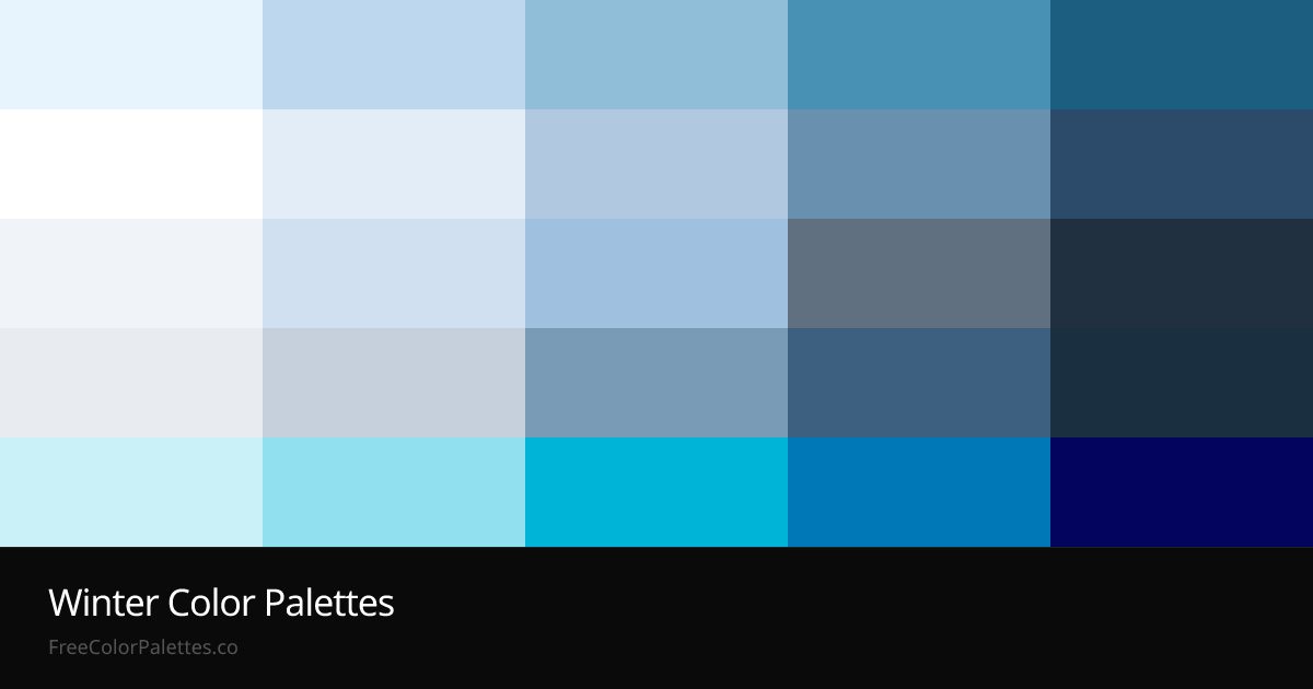 Winter Color Palettes — Icy Blues, Frost & Snow | FreeColorPalettes